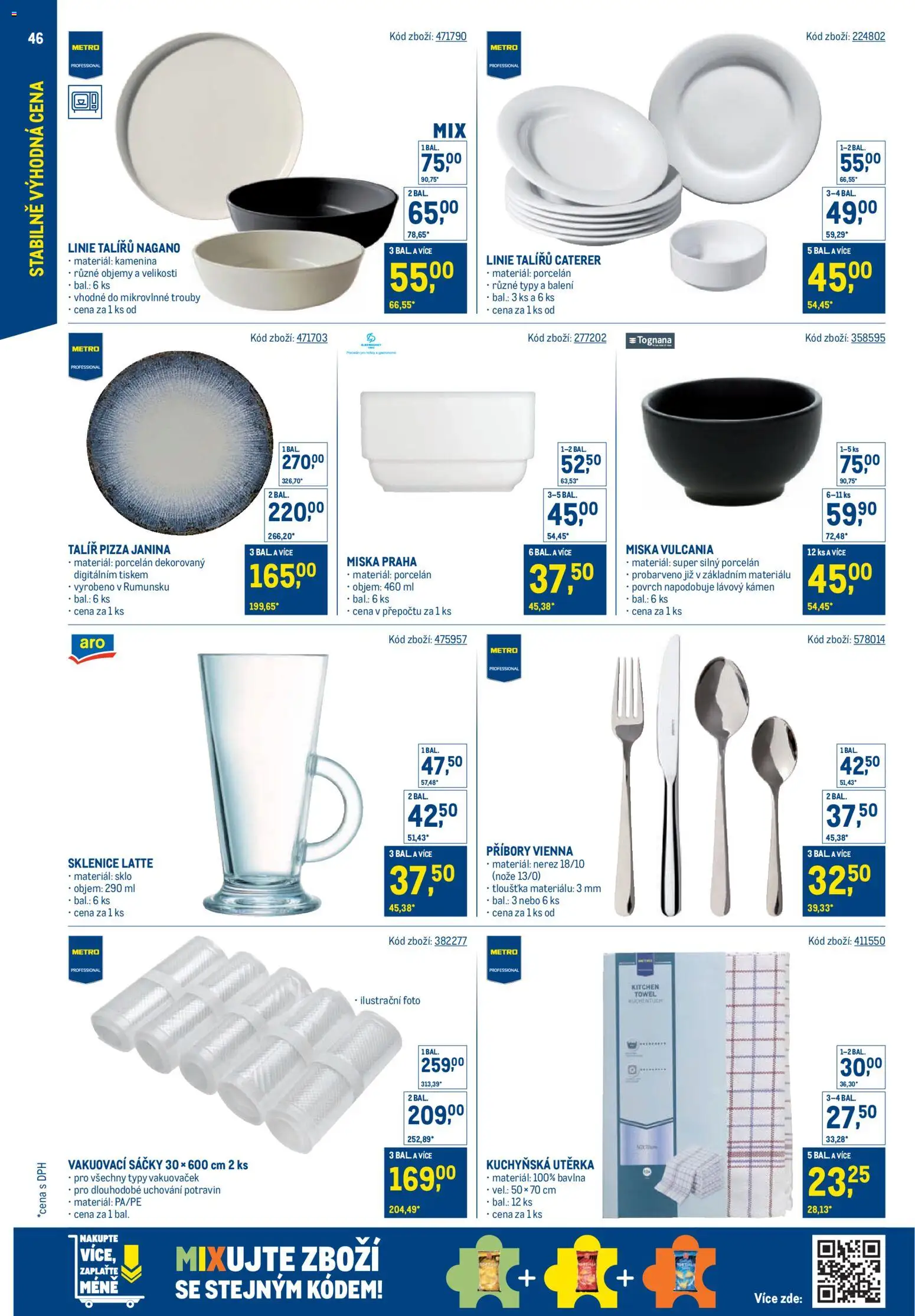 Makro leták - Stabilně výhodná cena od 19.11.2025 | Strana: 46 | Produkty: Pizza, Nože, Talíř, Sklenice