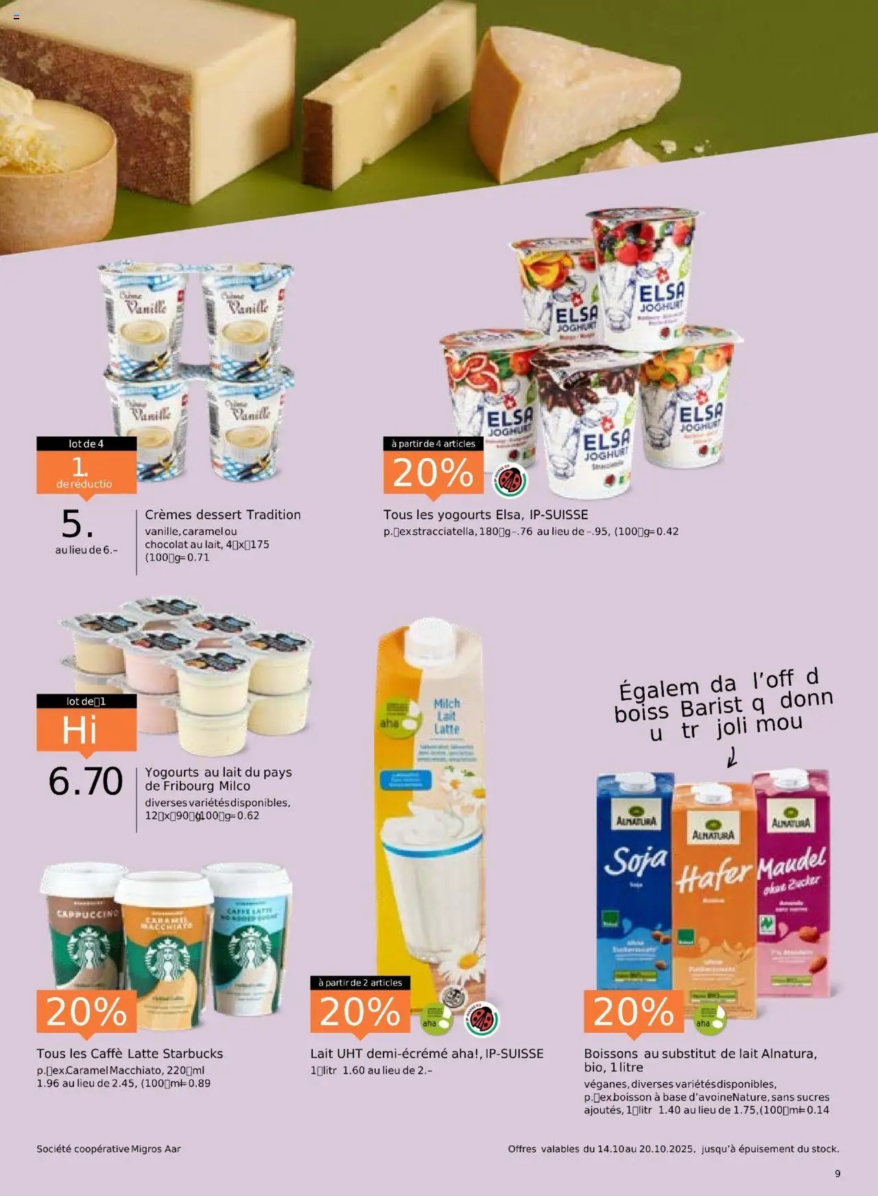 Migros Aktionen FR – gültig ab 14.10.2025 | Seite: 9 | Produkte: Milch, Joghurt, Zucker