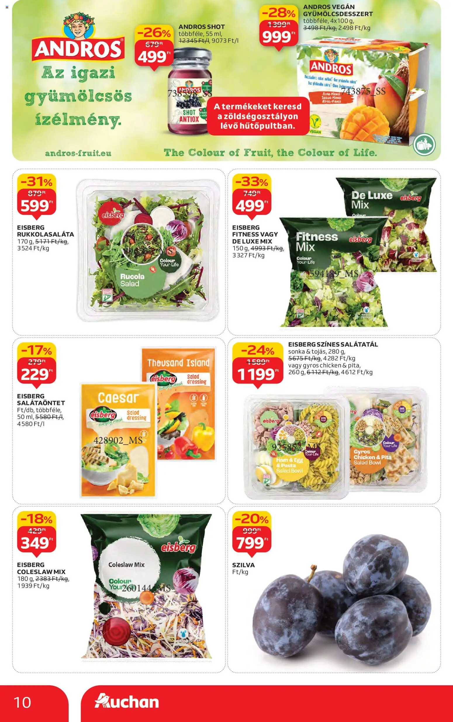 Auchan akciós ujság - amely érvényes a következő dátumtól: 13.11.2025 | Oldal: 10 | Termékek: Szilva, Sonka, Pita, Vegán