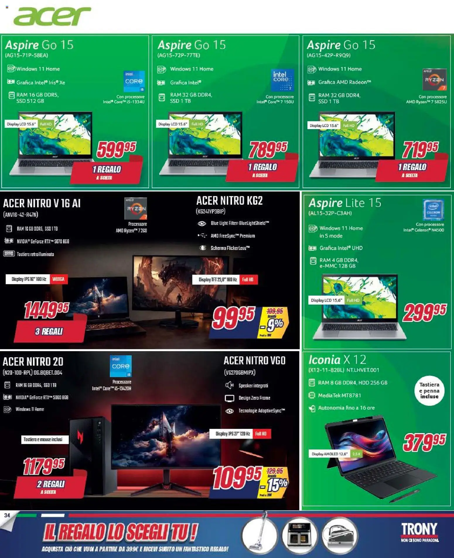 Volantino Trony del 09.04.2026 | Pagina: 34 | Prodotti: Schermo, Mouse, Tastiera