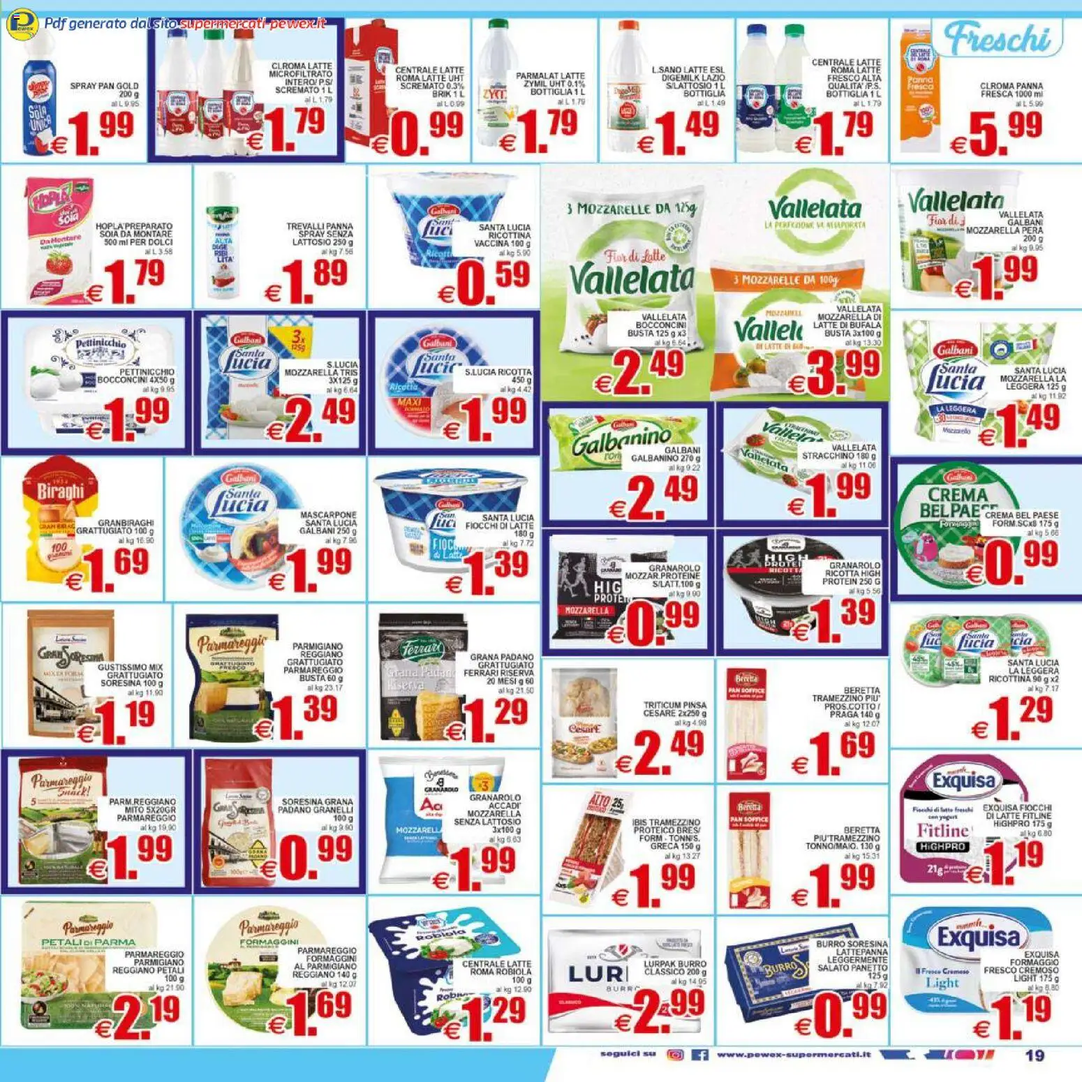 Volantino Pewex del 17.04.2026 | Pagina: 19 | Prodotti: Latte, Pera, Ricotta, Robiola