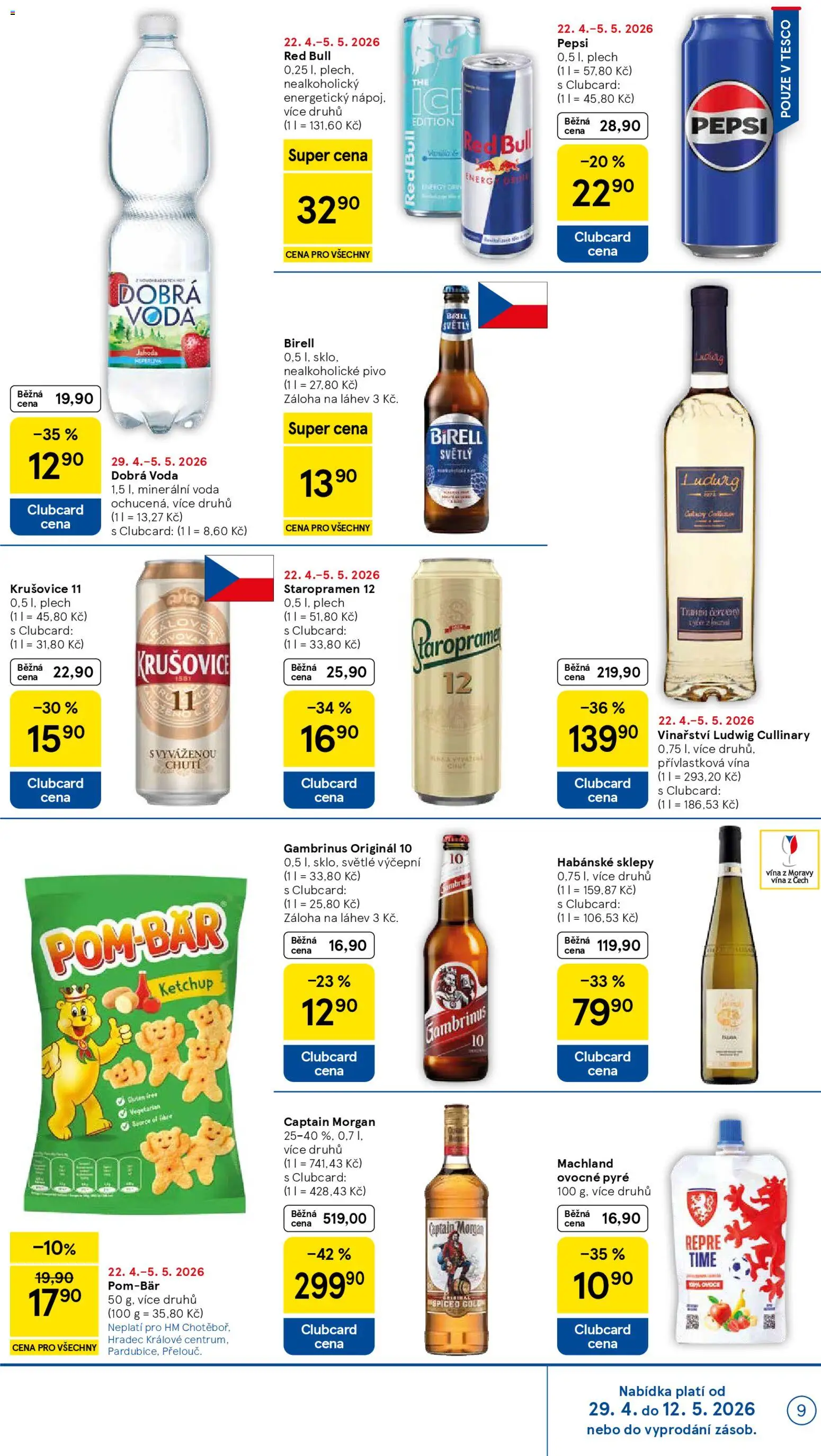 Tesco leták - Hypermarket od 29.04.2026 | Strana: 9 | Produkty: Ovoce, Staropramen, Red Bull, Energy drink