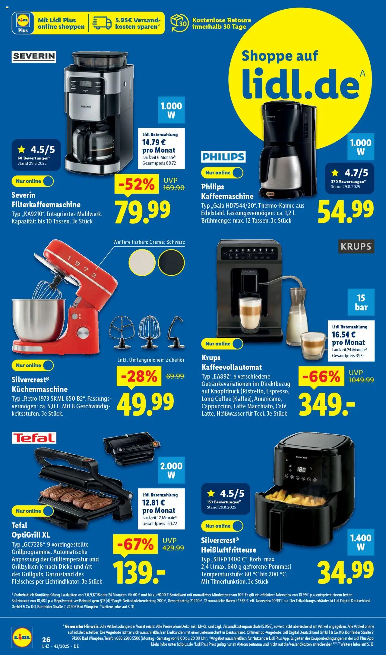 Lidl Prospekt Stuttgart-Mitte – gültig ab 20.10.2025 | Seite: 40 | Produkte: Philips, Kaffeevollautomat, Filterkaffeemaschine, Heißluftfritteuse