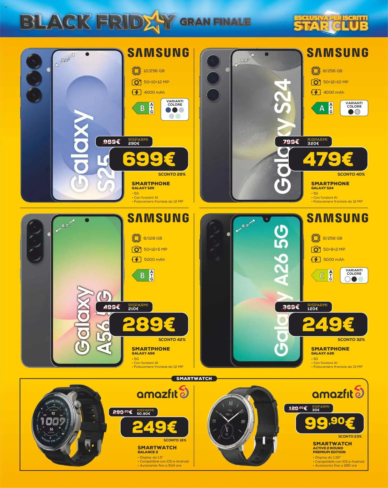 Volantino Euronics del 26.11.2025 | Pagina: 2 | Prodotti: Smartphone, Fotocamera, Smartwatch, Samsung