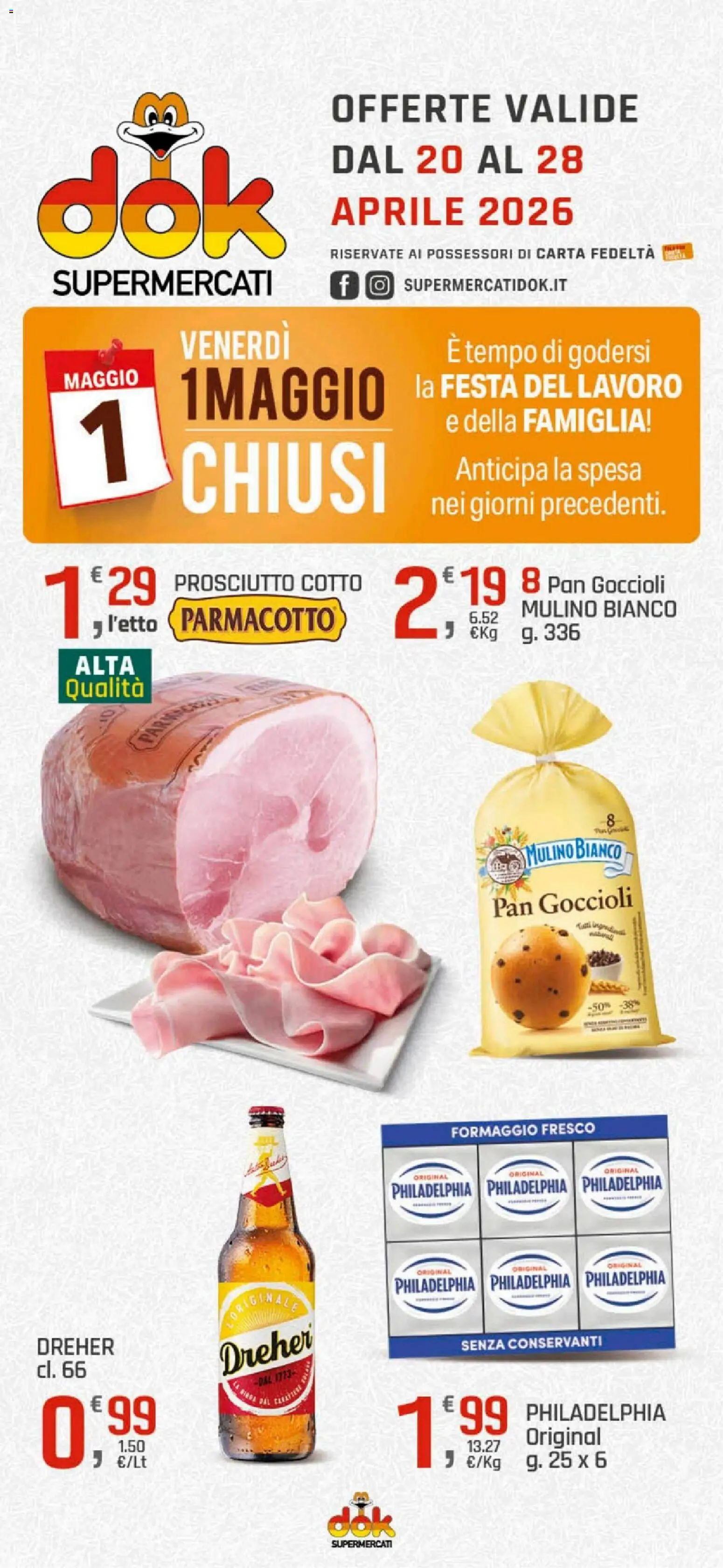 Volantino DOK del 20.04.2026 | Pagina: 1 | Prodotti: Prosciutto Cotto, Formaggio, Prosciutto