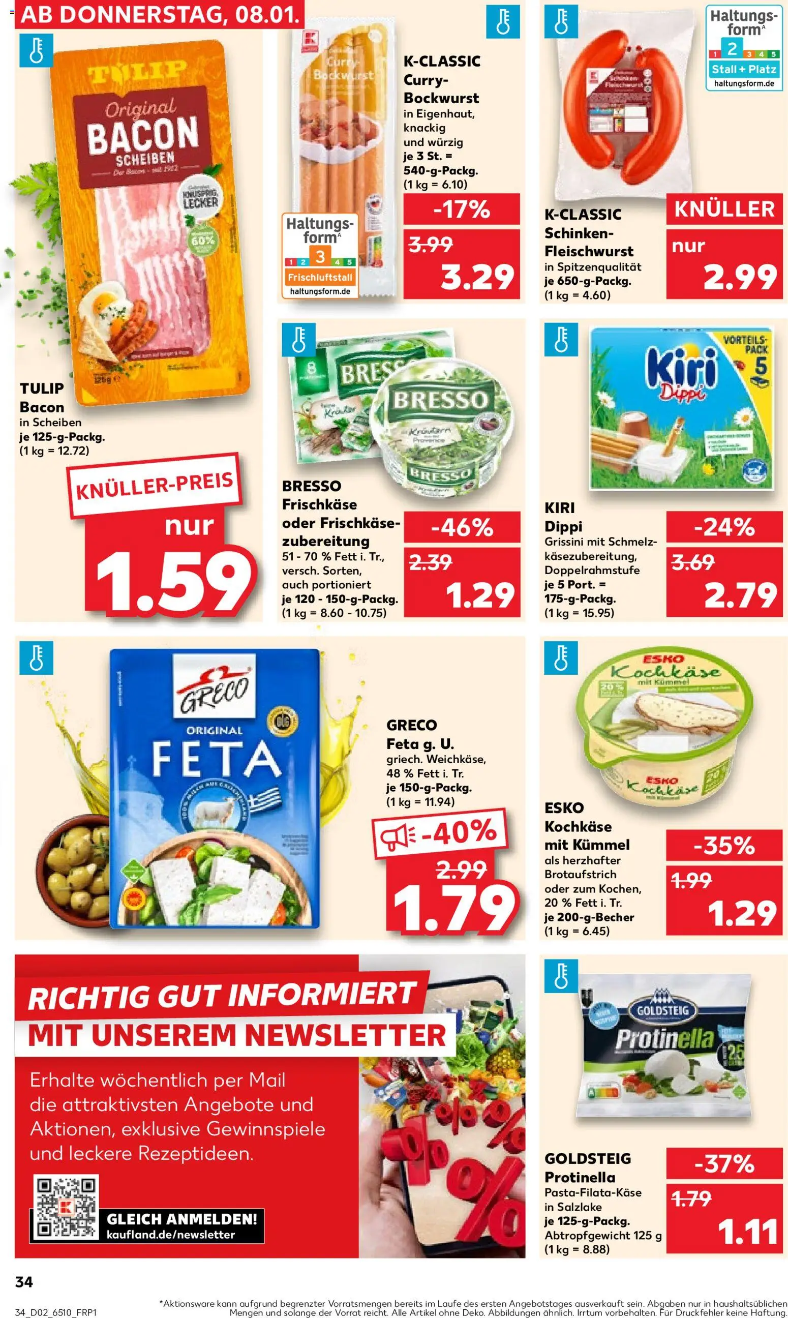 Kaufland prospekt Köln	 – gültig ab 08.01.2026 | Seite: 34 | Produkte: Feta, Bresso, Pasta, Frischkase