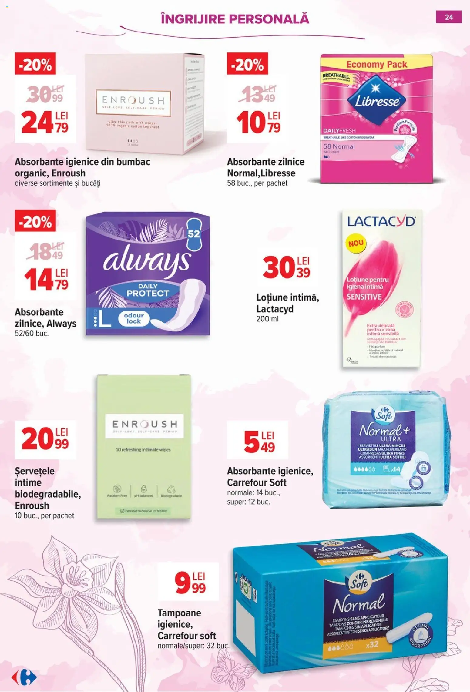 Noul catalog Carrefour – valabil de la 18.02.2026 | Pagină: 24 | Produse: Parfum, Semințe, Absorbante, Tampoane