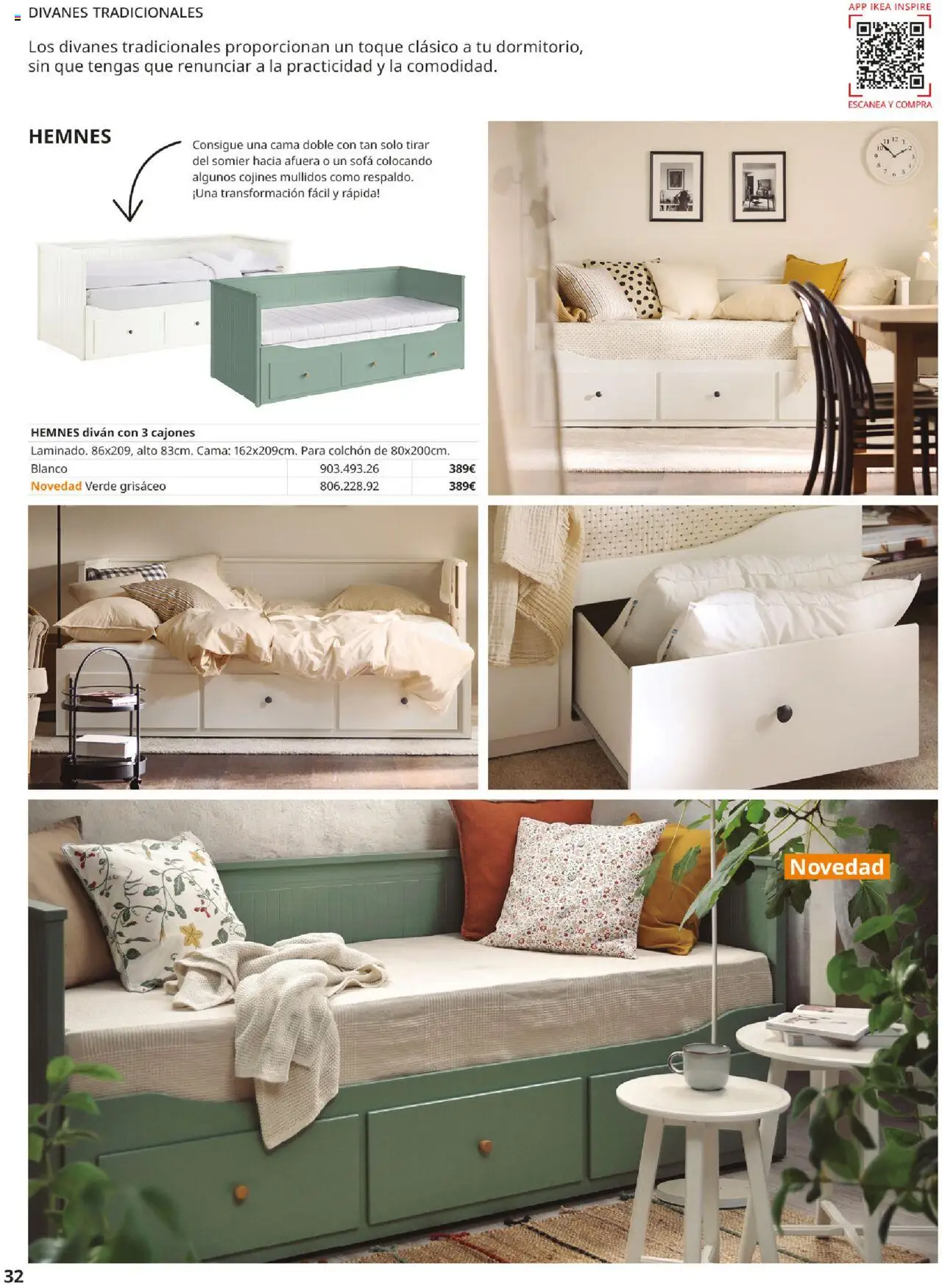 Catálogo IKEA Muebles para el dormitorio │ válido desde el 01.09.2025 | Página: 32 | Productos: Somier, Colchon, Cama, Sofá