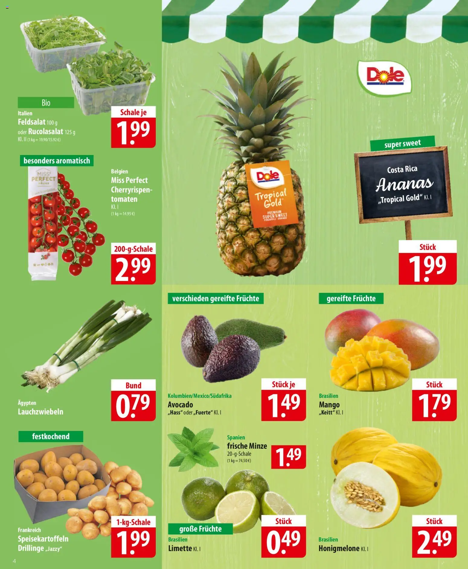 Famila Prospekt 	 – gültig ab 29.12.2025 | Seite: 4 | Produkte: Honigmelone, Avocado, Mango, Limette