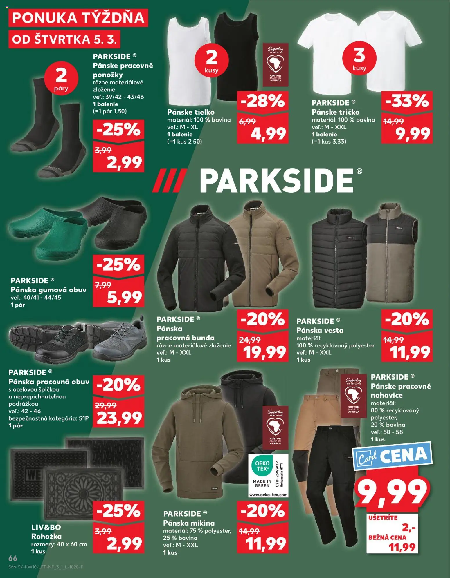 Nové Kaufland akcie – leták je platný od 05.03.2026 | Strana: 66 | Produkty: Rohožka, Parkside, Vesta, Nohavice