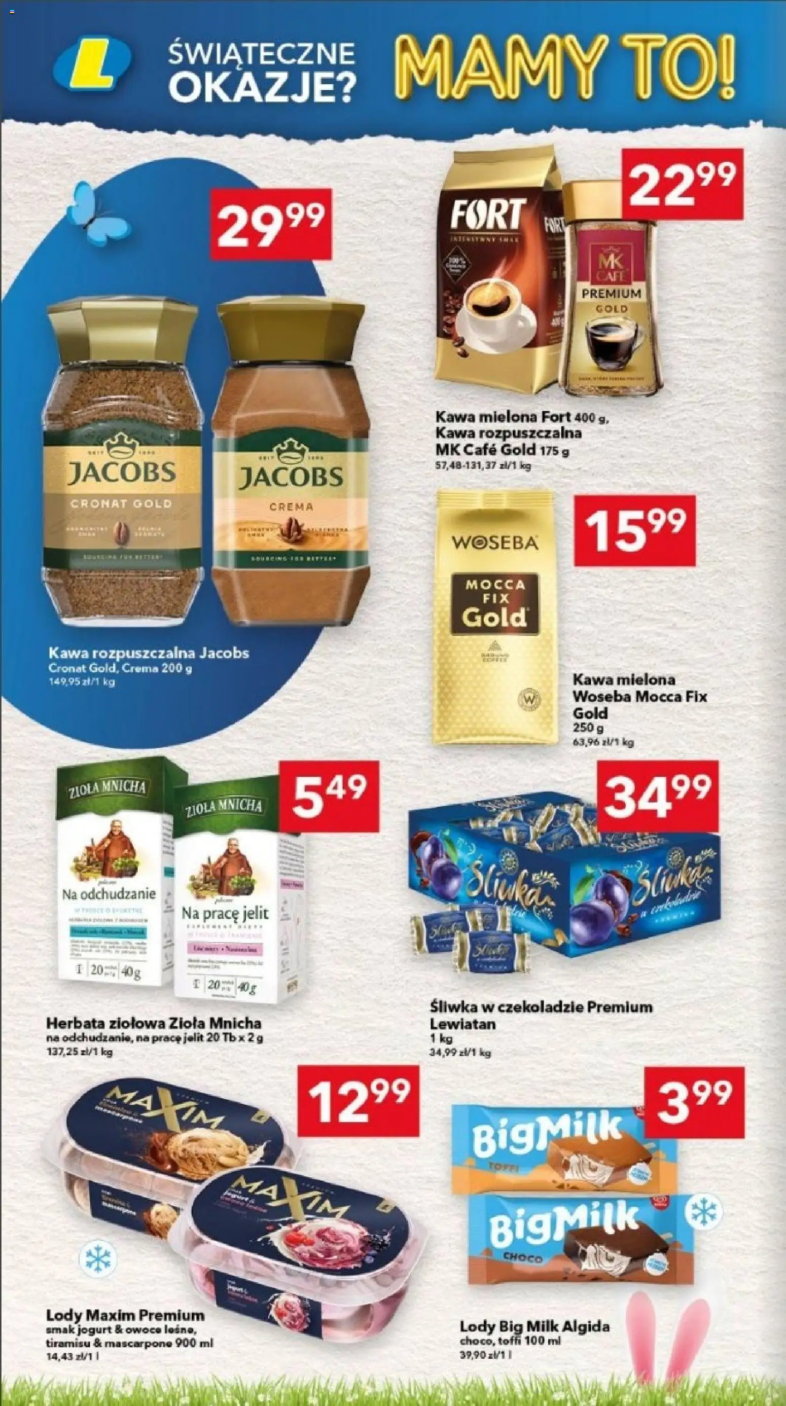 Lewiatan gazetka - Legnica od 12.03.2026 | Strona: 12 | Produkty: Big Milk, Mascarpone, Kawa, Lody