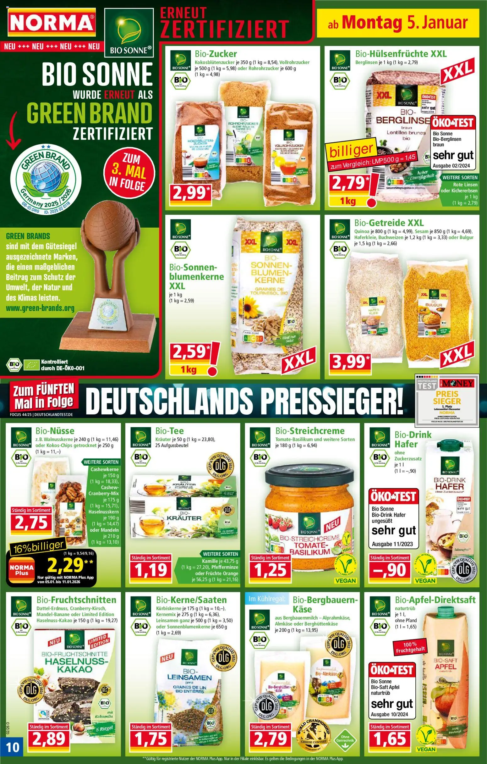 Norma Prospekt 	 – gültig ab 05.01.2026 | Seite: 10 | Produkte: Käse, Blumen, Äpfel, Mandeln