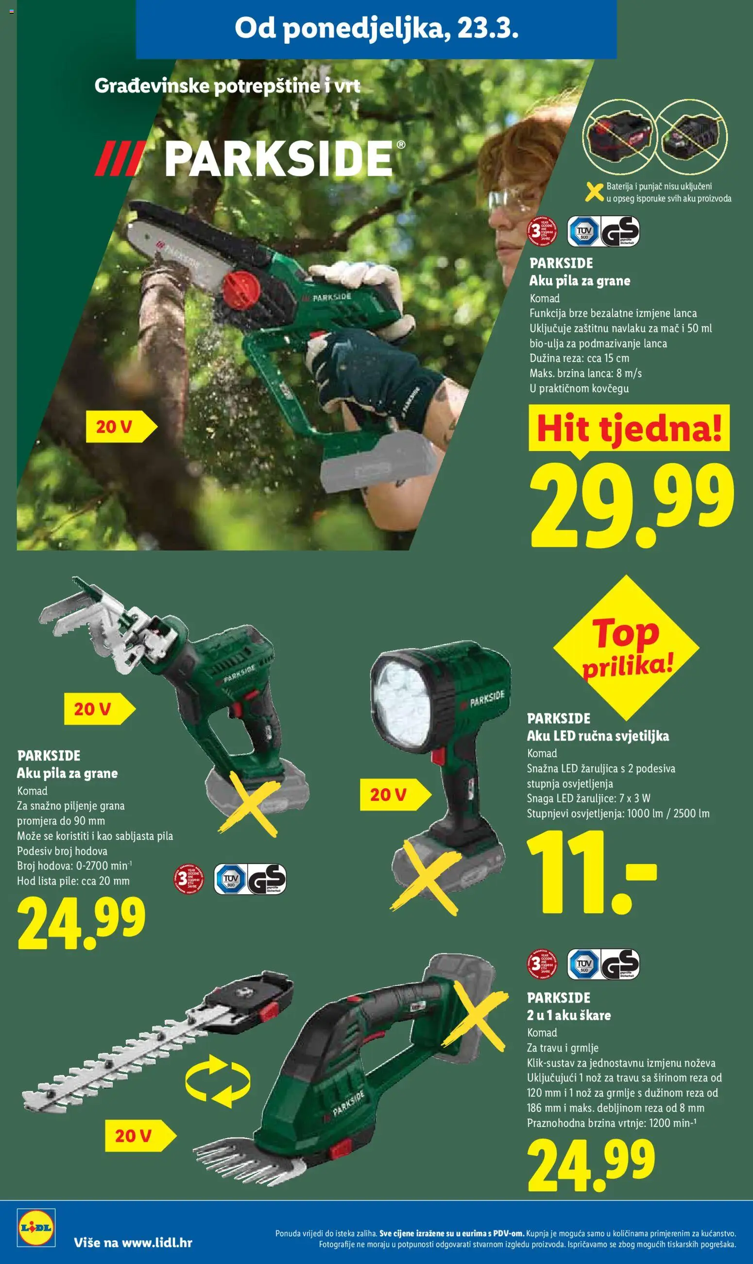 Lidl katalog | vrijedi od 23.03.2026 | Stranica: 22 | Proizvodi: Nož, Škare, Pila, Parkside