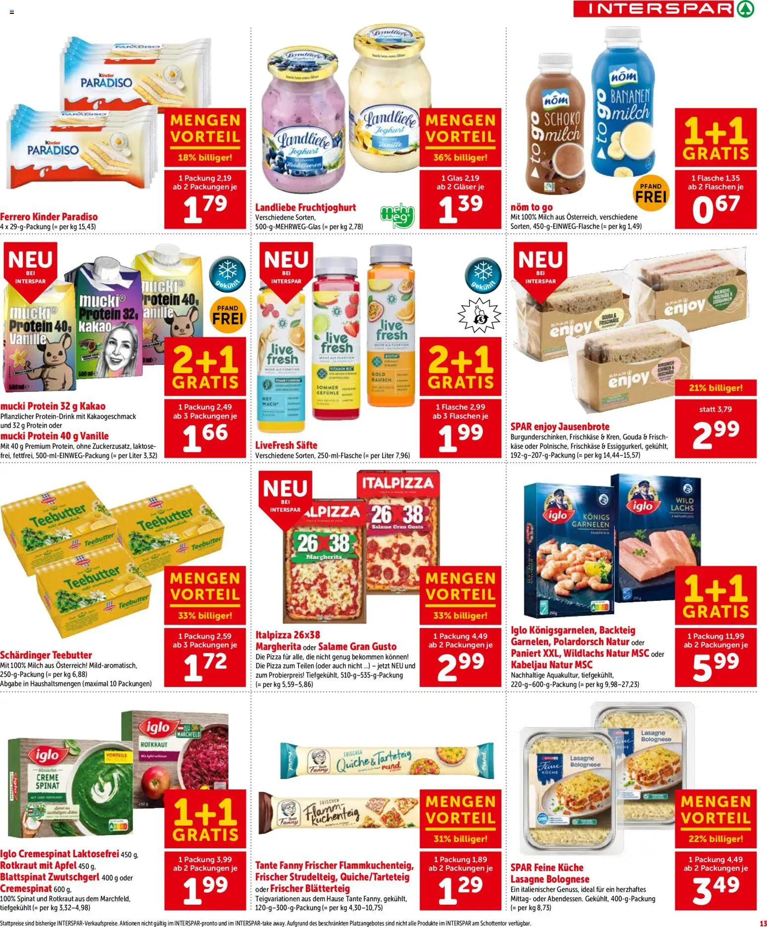 Interspar Gutscheinheft - Oberösterreich gültig ab 29.01.2026 | Seite: 14 | Produkte: Milch, Pizza, Äpfel, Bananen