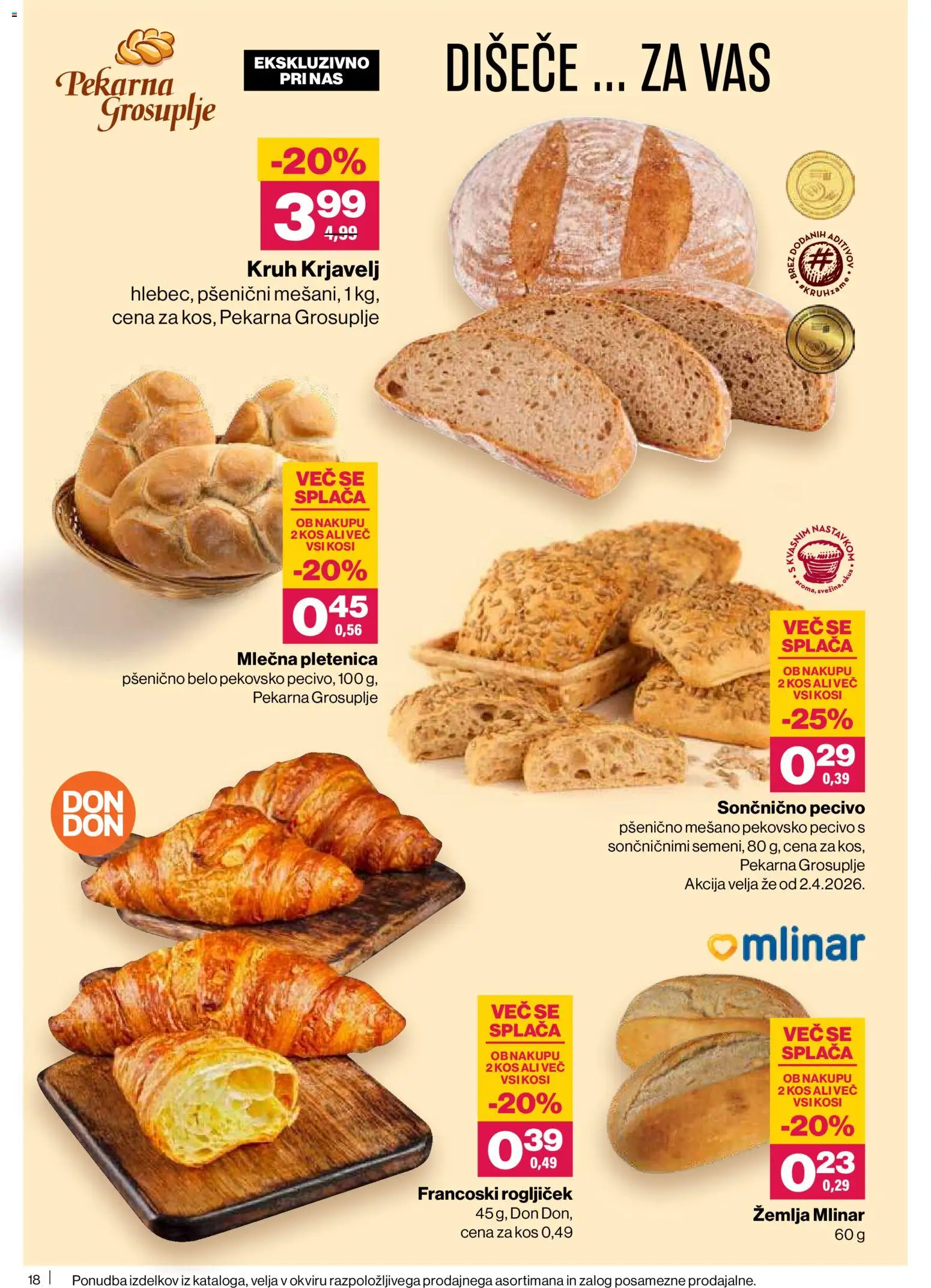 Novi Mercator katalog ponudbe – veljaven od 09.04.2026 | Stran: 18 | Izdelki: Žemlja, Pekarna, Kos, Kruh
