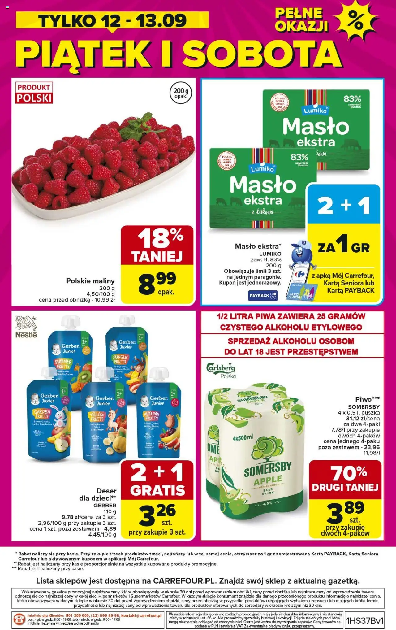 Carrefour Gazetka - Weekend promek już od czwartku od 11.09.2025 | Strona: 8 | Produkty: Maliny, Masło, Piwo, Somersby