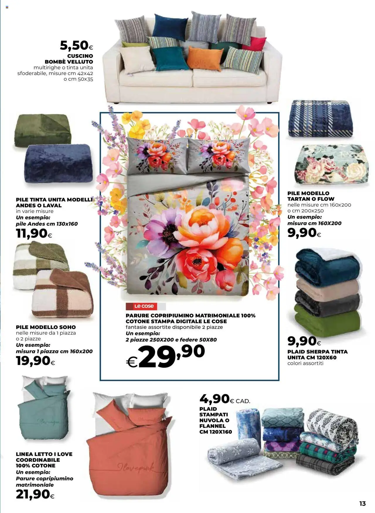 Volantino Ipercoop del 09.10.2025 | Pagina: 13 | Prodotti: Copripiumino, Plaid, Stampa, Cuscino