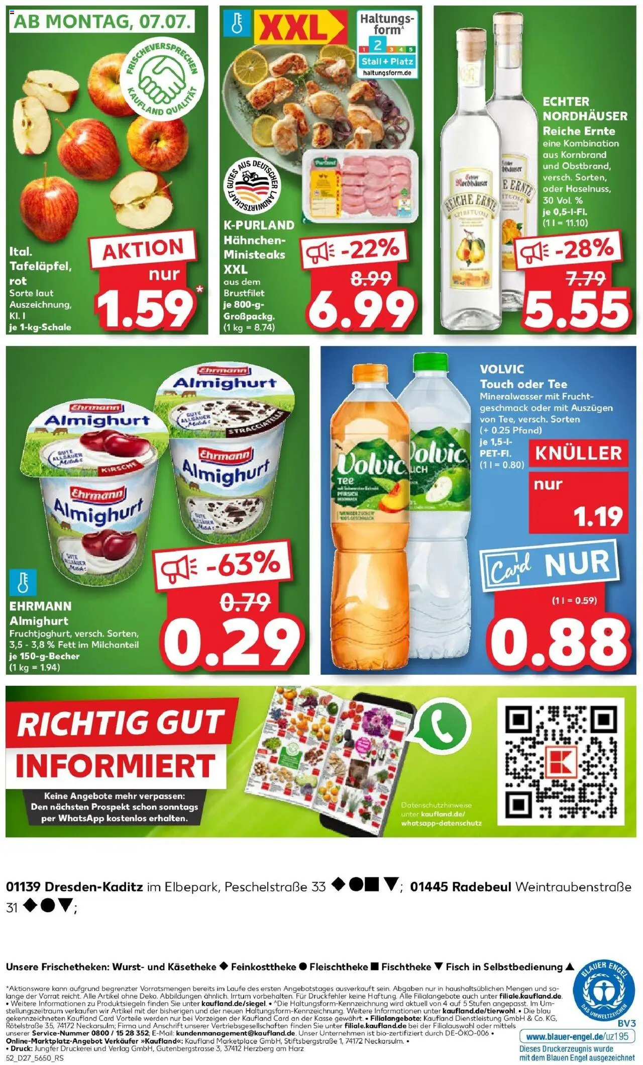 Kaufland prospekt Radebeul	 - gültig ab dem 03.07.2025 | Seite: 52 | Produkte: Ehrmann almighurt, Mineralwasser, Wurst, Tee