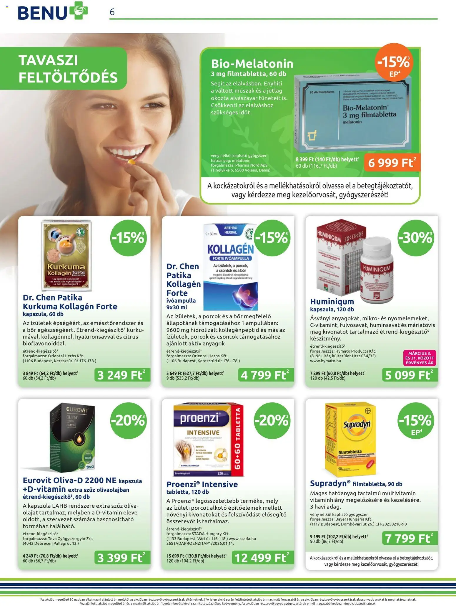 BENU Gyógyszertárak akciós ujság - amely érvényes a következő dátumtól: 01.03.2026 | Oldal: 7 | Termékek: Kollagén, Kurkuma, Bor, Multivitamin