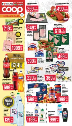 COOP akciós újság - amely érvényes a következő dátumtól: 16.04.2026 | Oldal: 1 | Termékek: Hús, Tusfürdő, Tészta, Cukor