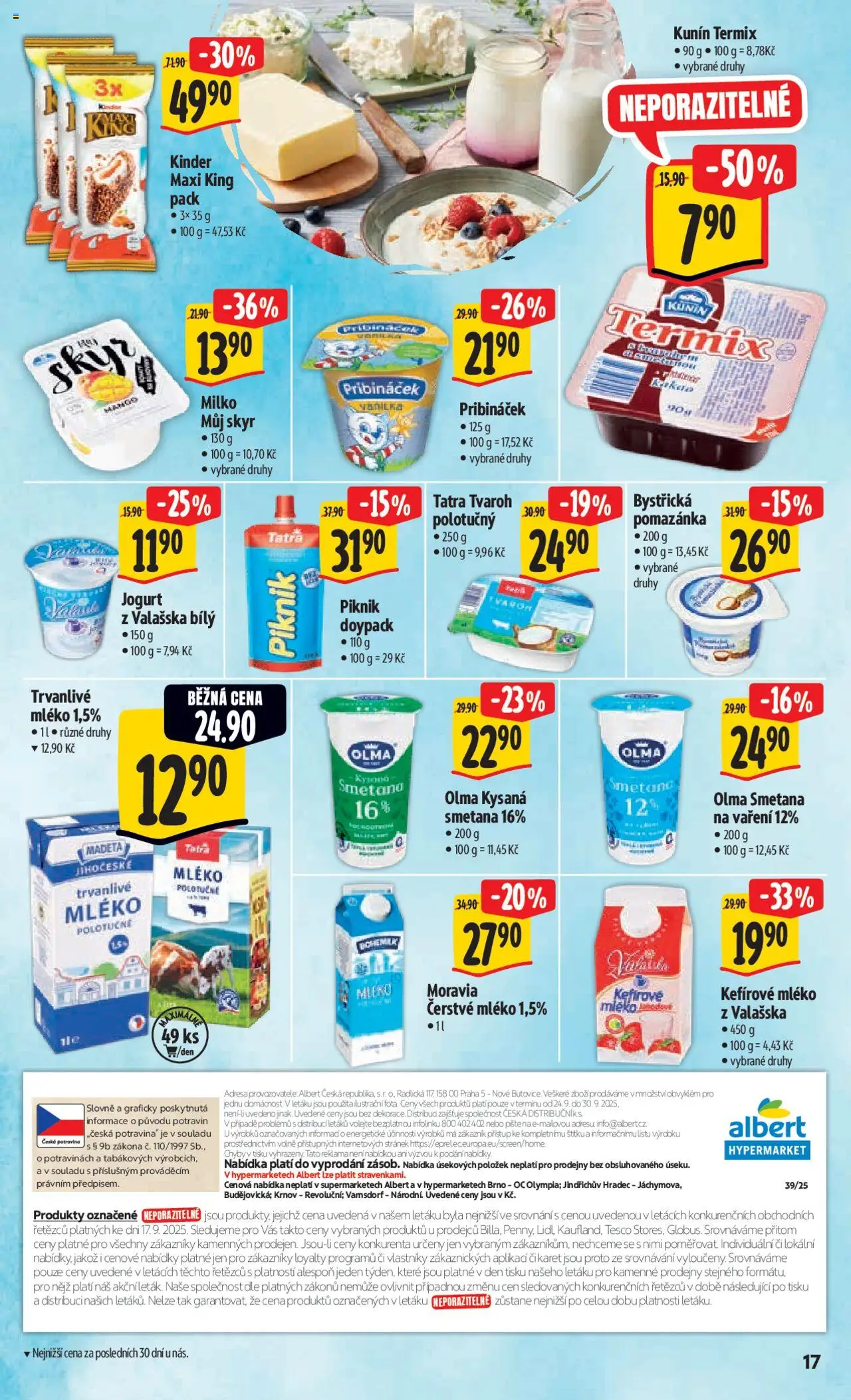 Albert leták - Hypermarket od 24.09.2025 | Strana: 25 | Produkty: Jogurt, Smetana, Maxi king, Pribináček
