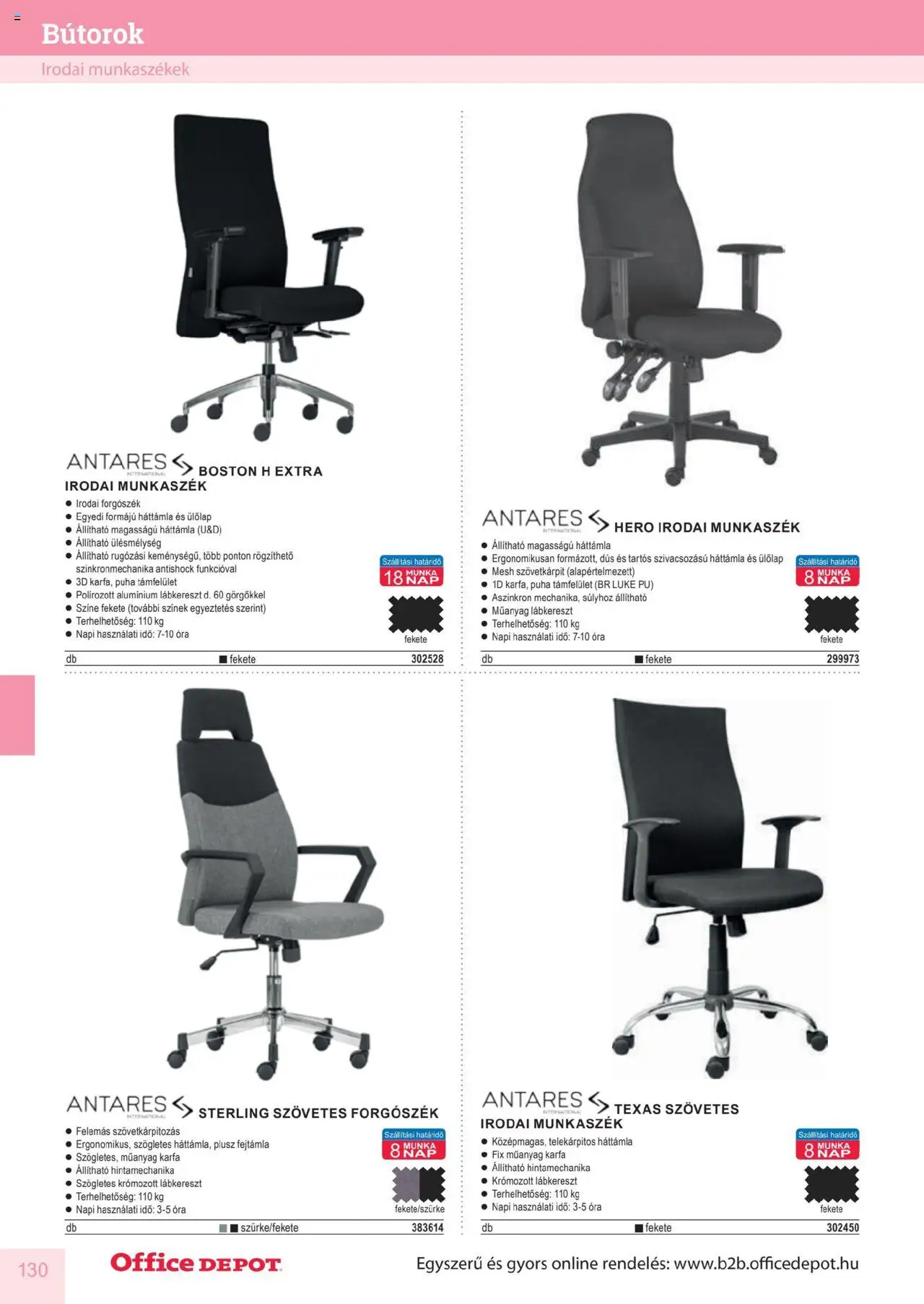 Office Depot akciós ujság - amely érvényes a következő dátumtól: 10.04.2025 | Oldal: 130 | Termékek: Forgószék, Óra