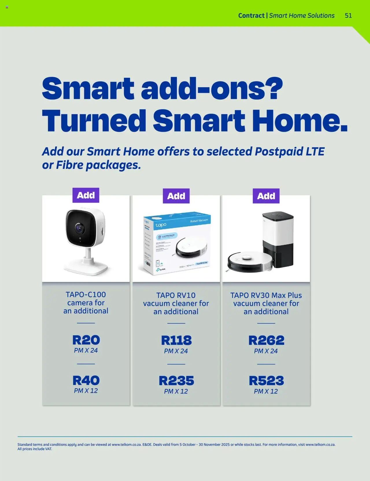 New Telkom catalogue – valid from 05.10.2025 | Page: 49 | Products: Camera, Vacuum cleaner