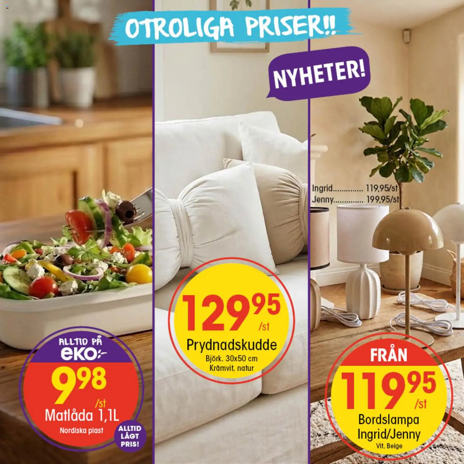 EKO reklamblad aktuell från 06.04.2026 | Sida: 6 | Produkter: Bordslampa, Prydnadskudde, Matlåda