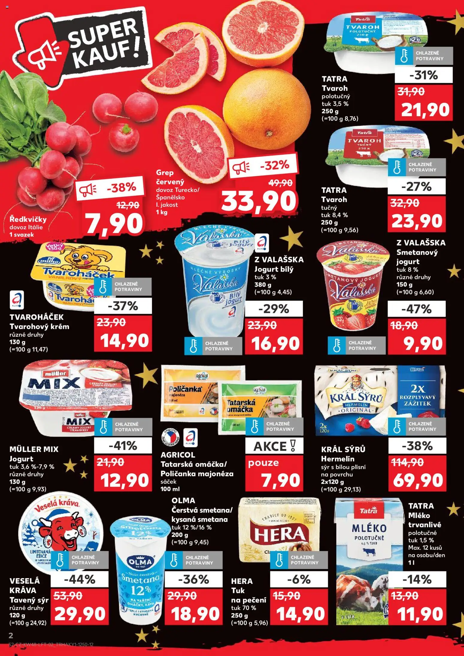 Kaufland leták - Kolín od 26.11.2025 | Strana: 2 | Produkty: Smetanový jogurt, Smetana, Grep, Ředkvičky