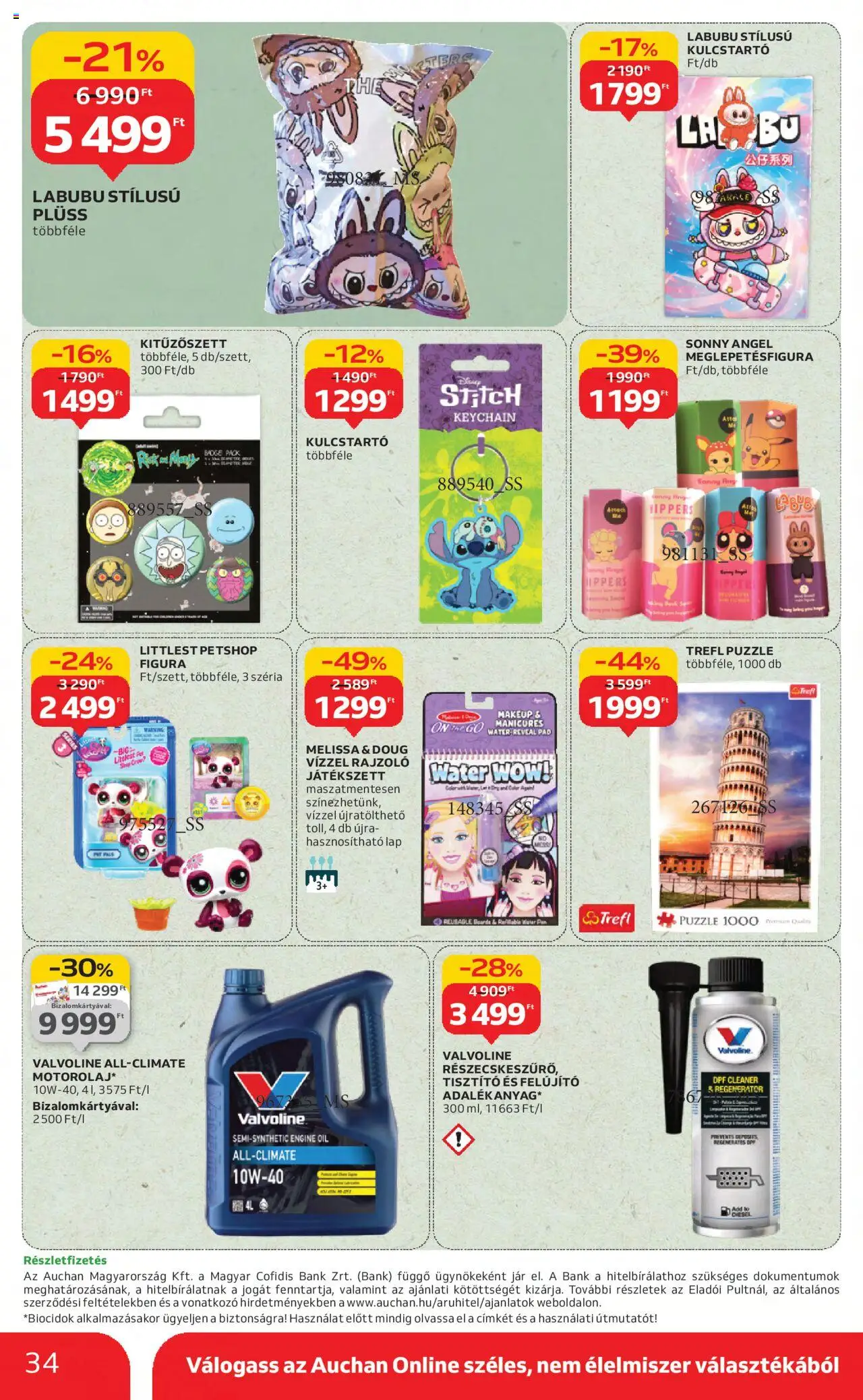 Auchan akciós ujság - amely érvényes a következő dátumtól: 21.08.2025 | Oldal: 34 | Termékek: Puzzle, Plüss