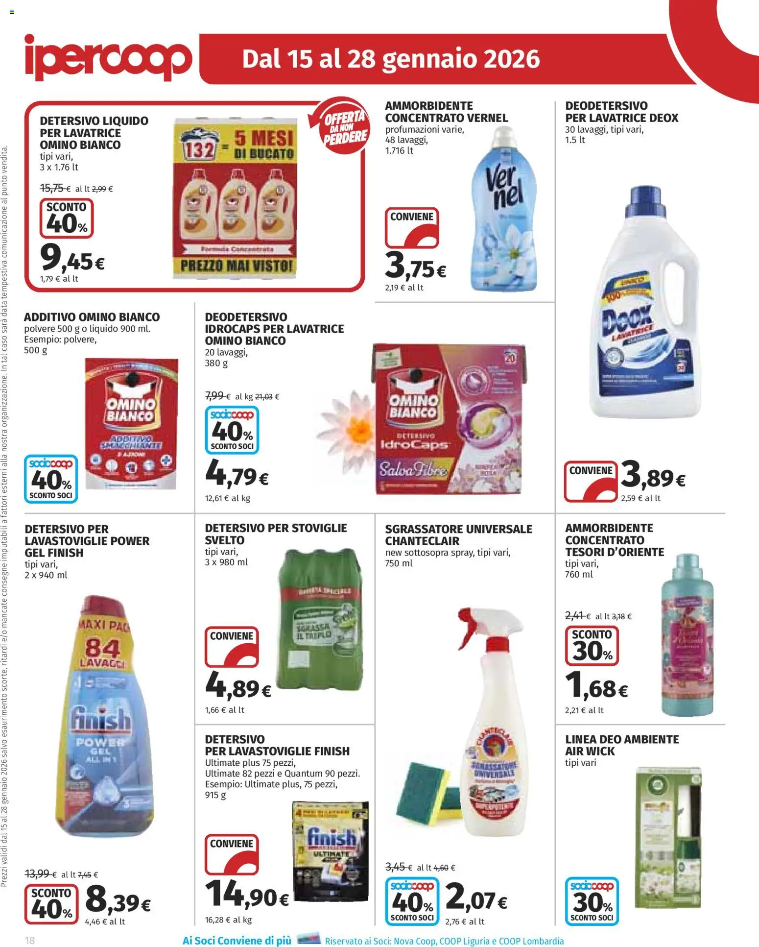 Volantino Ipercoop del 15.01.2026 | Pagina: 18 | Prodotti: Sgrassatore, Lavatrice, Lavastoviglie, Data