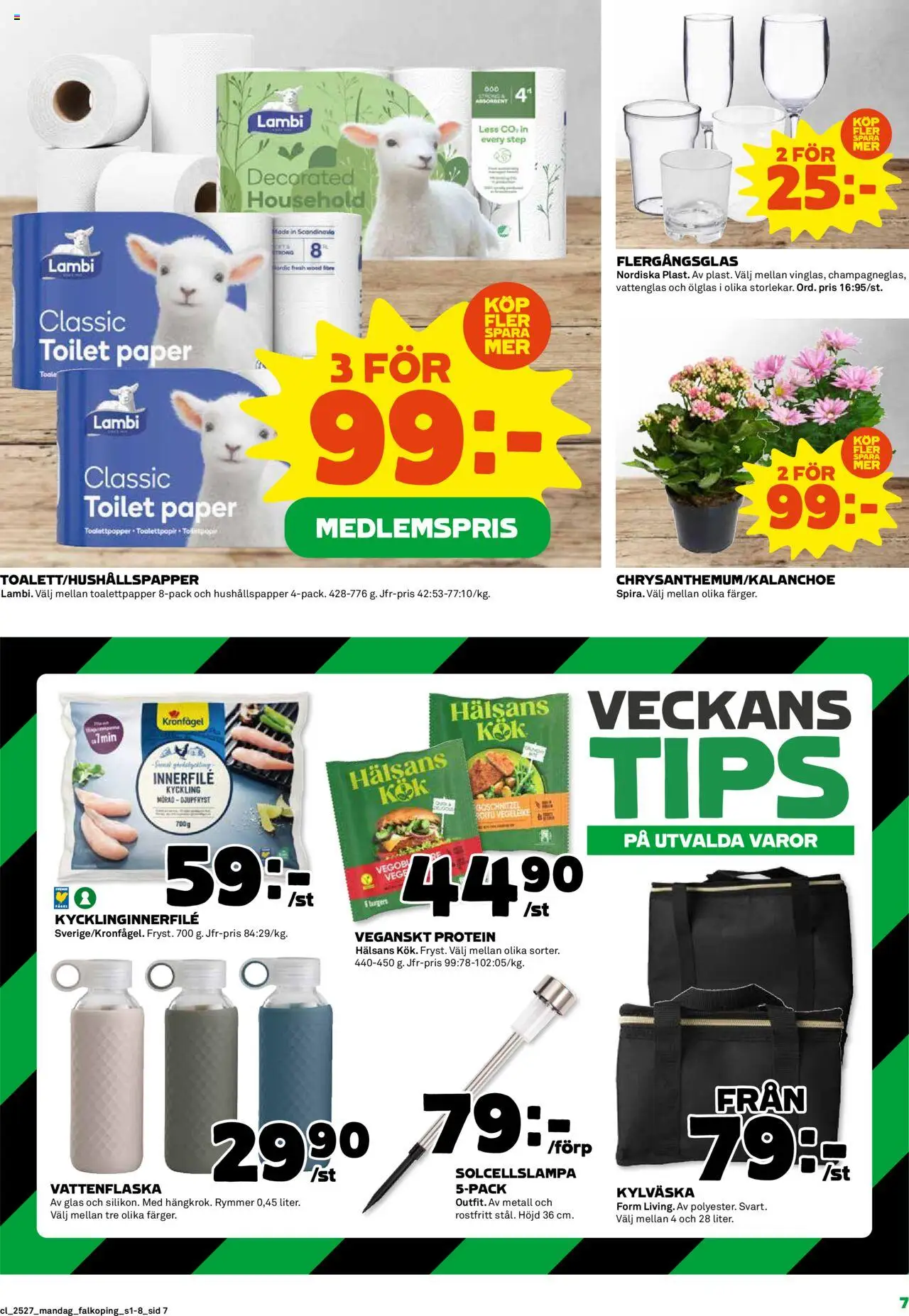 Coop reklamblad aktuell från 30.06.2025 | Sida: 7 | Produkter: Toalettpapper, Hushållspapper, Vattenflaska, Kylväska