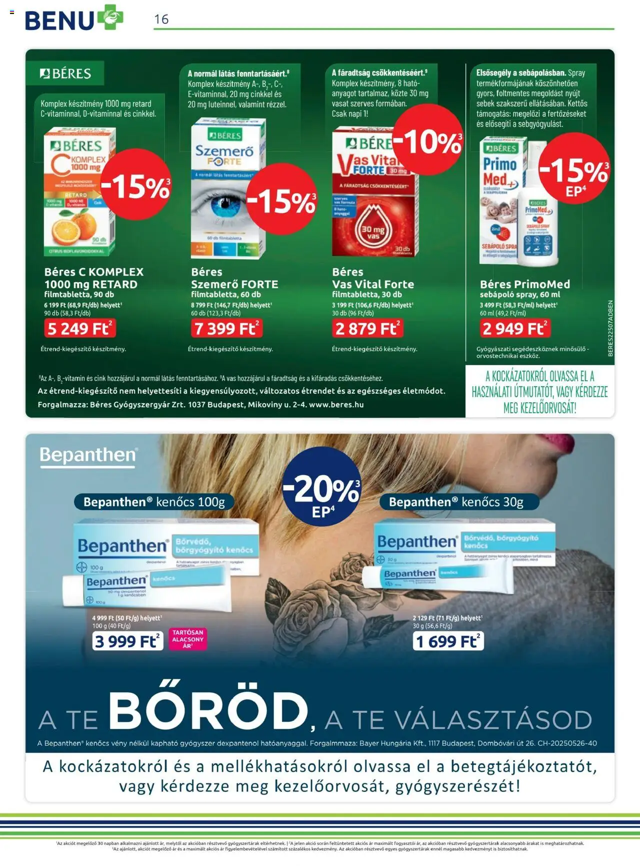 BENU Gyógyszertárak akciós ujság - amely érvényes a következő dátumtól: 01.07.2025 | Oldal: 16