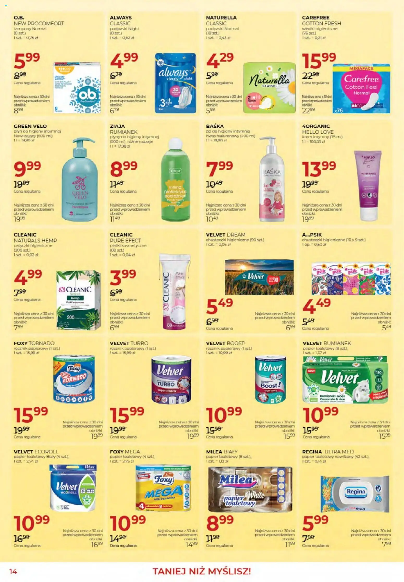 Jawa gazetka od 02.04.2026 | Strona: 14 | Produkty: Papier toaletowy, Tampony, Chusteczki higieniczne, Aloes