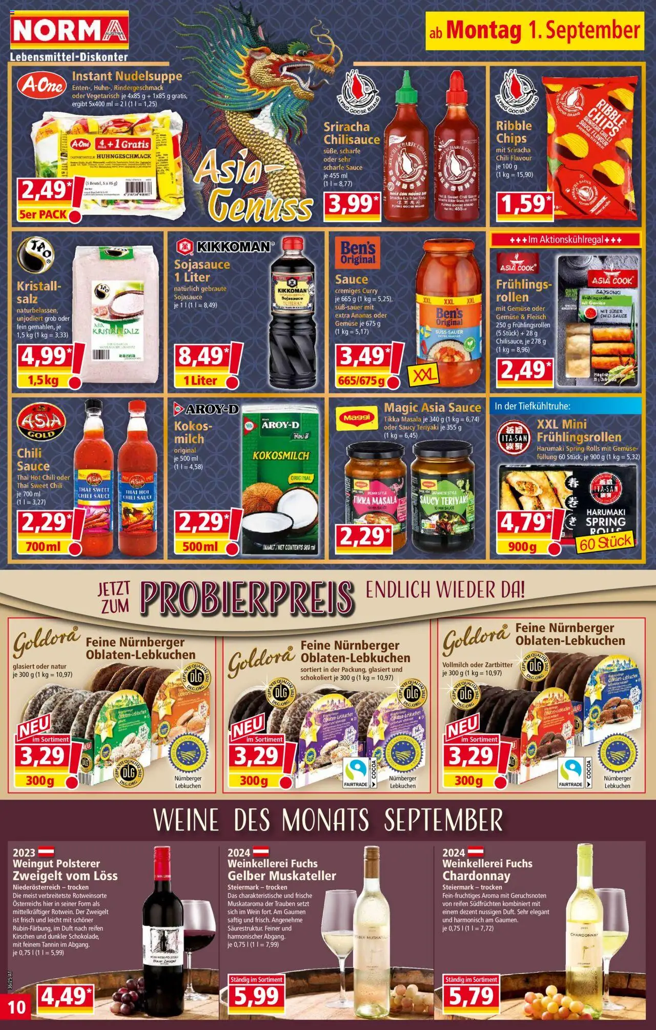 Norma Flugblatt gültig ab 01.09.2025 | Seite: 10 | Produkte: Chips, Gemüse, Salz, Wein