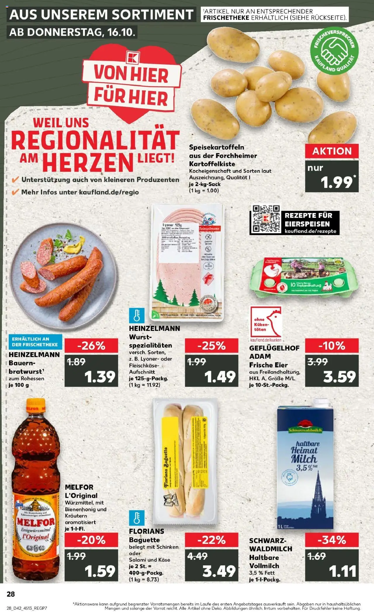 Kaufland prospekt Lahr	 – gültig ab 15.10.2025 | Seite: 28 | Produkte: Milch, Eier, Salami, Schinken