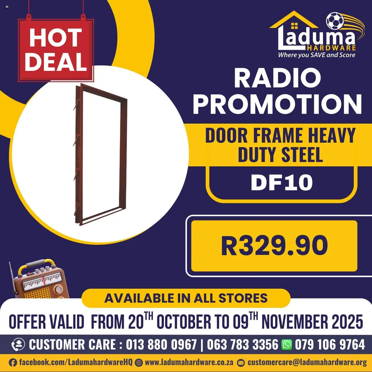 New Laduma Hardware catalogue – valid from 20.10.2025 | Page: 1 | Products: Radio, Frame, Door frame