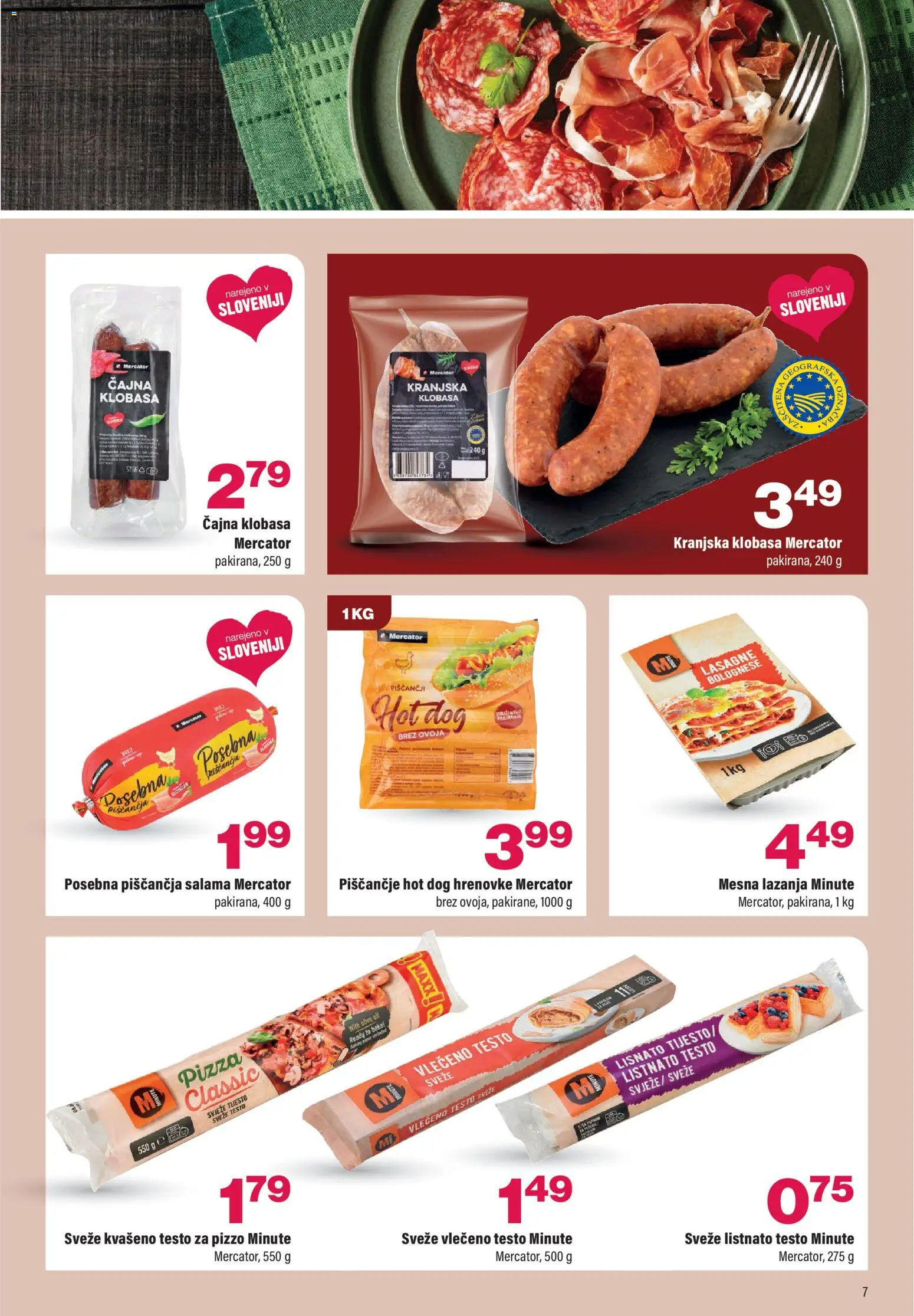 Novi Mercator katalog ponudbe – veljaven od 14.01.2026 | Stran: 7 | Izdelki: Hrenovke, Salama, Lazanja