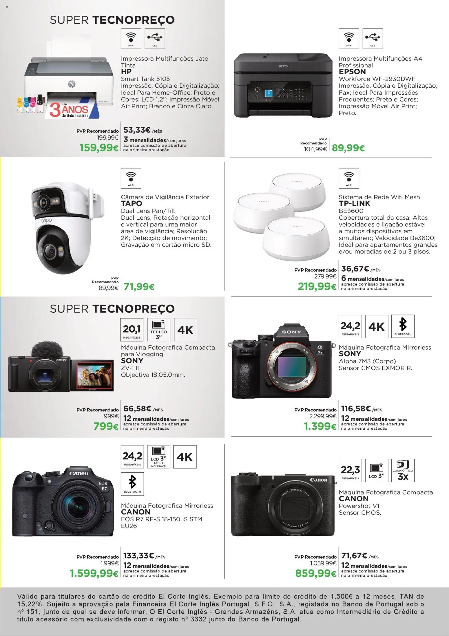 El Corte Ingles folheto │ válido de 10.04.2026 | Página: 9 | Produtos: Impressora, Banco, Tinta, Máquina fotográfica