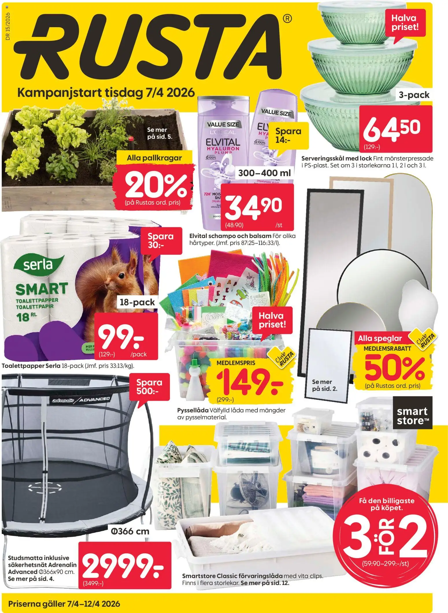 Rusta reklamblad aktuell från 07.04.2026 | Sida: 1 | Produkter: Balsam, Toalettpapper, Låda, Set