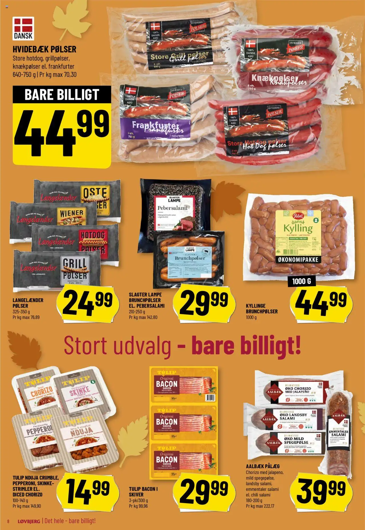 Løvbjerg tilbudsavis – gyldig fra 10.10.2025 | Side: 8 | Produkter: Salami, Spegepølse, Lampe, Bacon