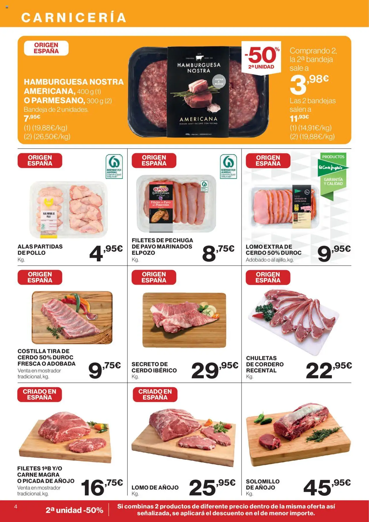 Hipercor catálogo │ válido desde el 11.09.2025 | Página: 4 | Productos: Cerdo, Φίλτρο καφέ, Σοκολατούχο γάλα, Bandeja