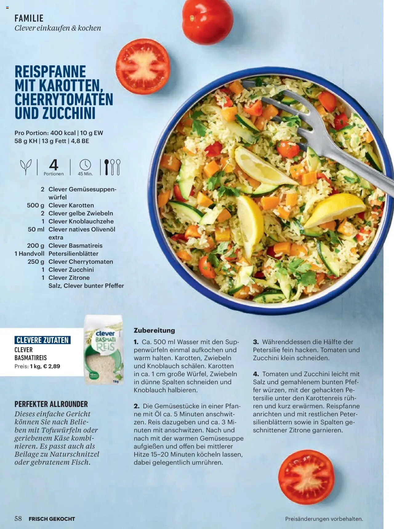 Billa Frisch Gekocht gültig ab 03.07.2025 | Seite: 58 | Produkte: Zitrone, Knoblauch, Petersilie, Reis