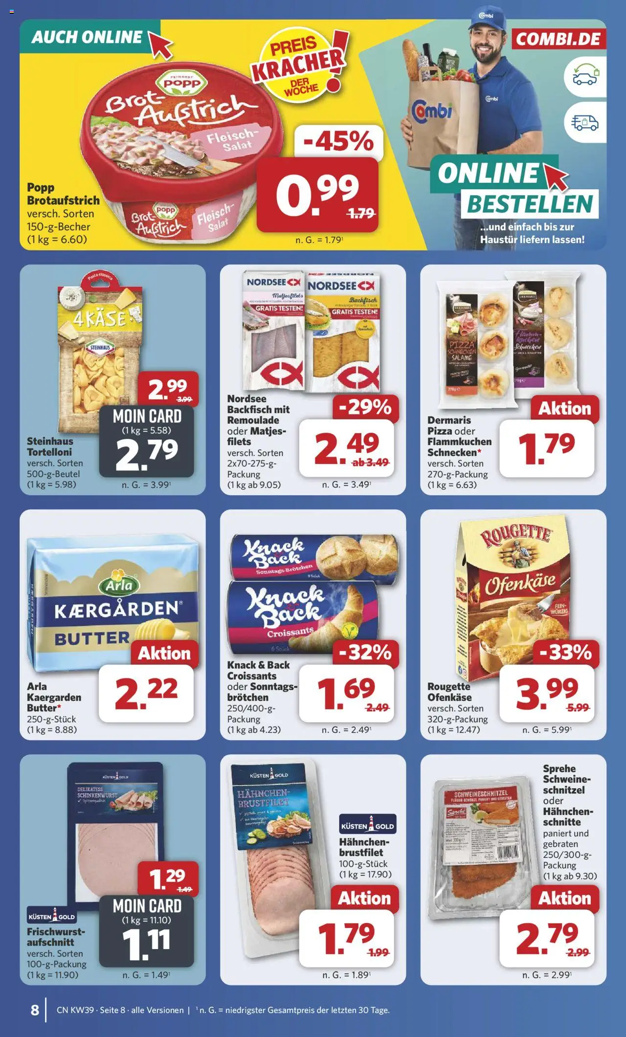 Combi Prospekt 	 – gültig ab 22.09.2025 | Seite: 8 | Produkte: Butter, Schnitzel, Brot, Salat