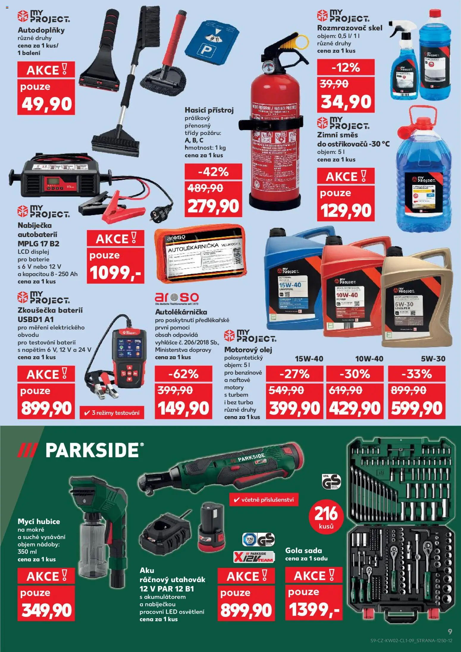 Kaufland leták - Chomutov od 07.01.2026 | Strana: 9 | Produkty: Parkside, Zkoušečka baterií, Nabíječka autobaterií, LED