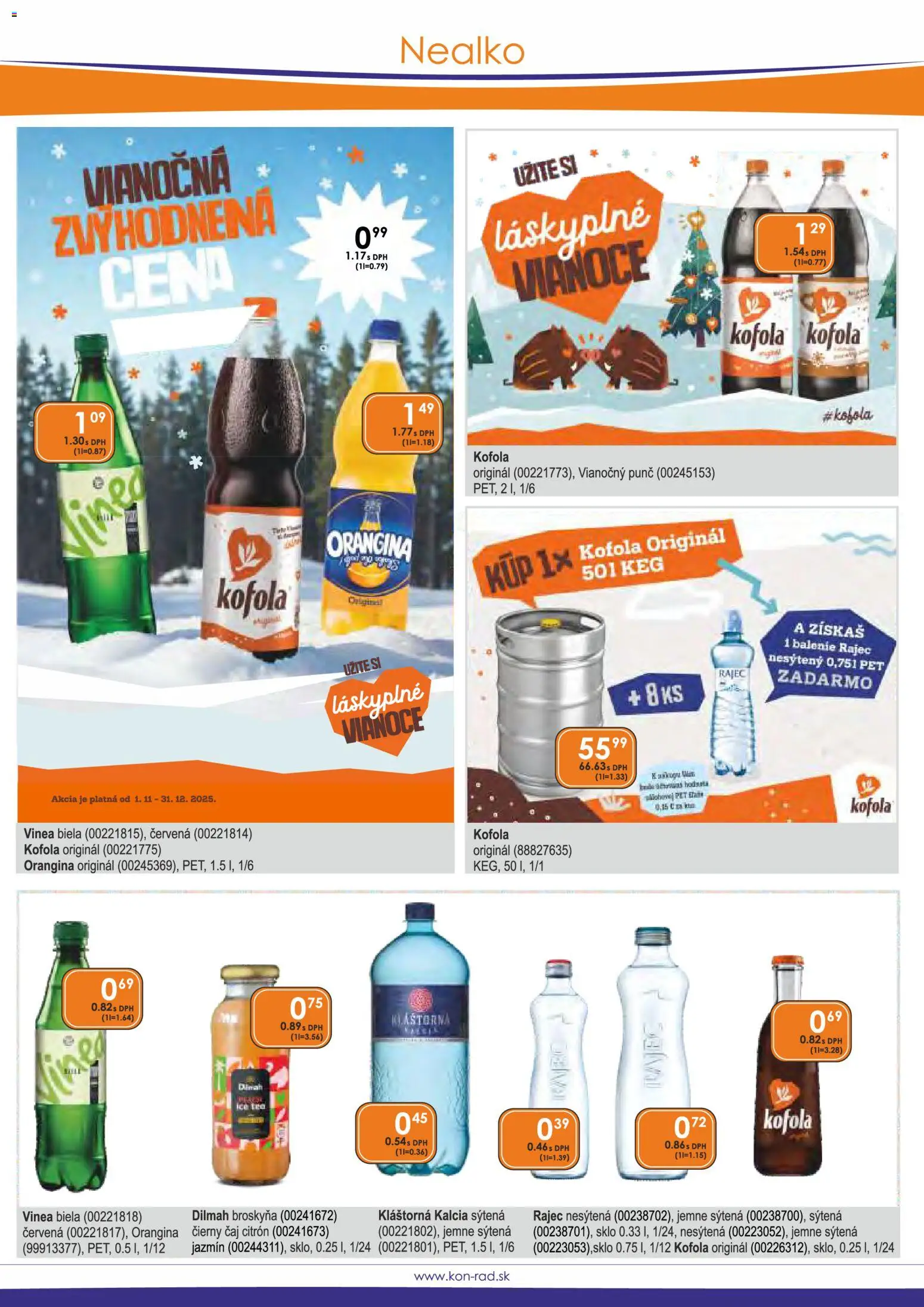 Nové KON - RAD akcie – leták je platný od 01.11.2025 | Strana: 35 | Produkty: Čaj, Rajec, Kofola, Vinea
