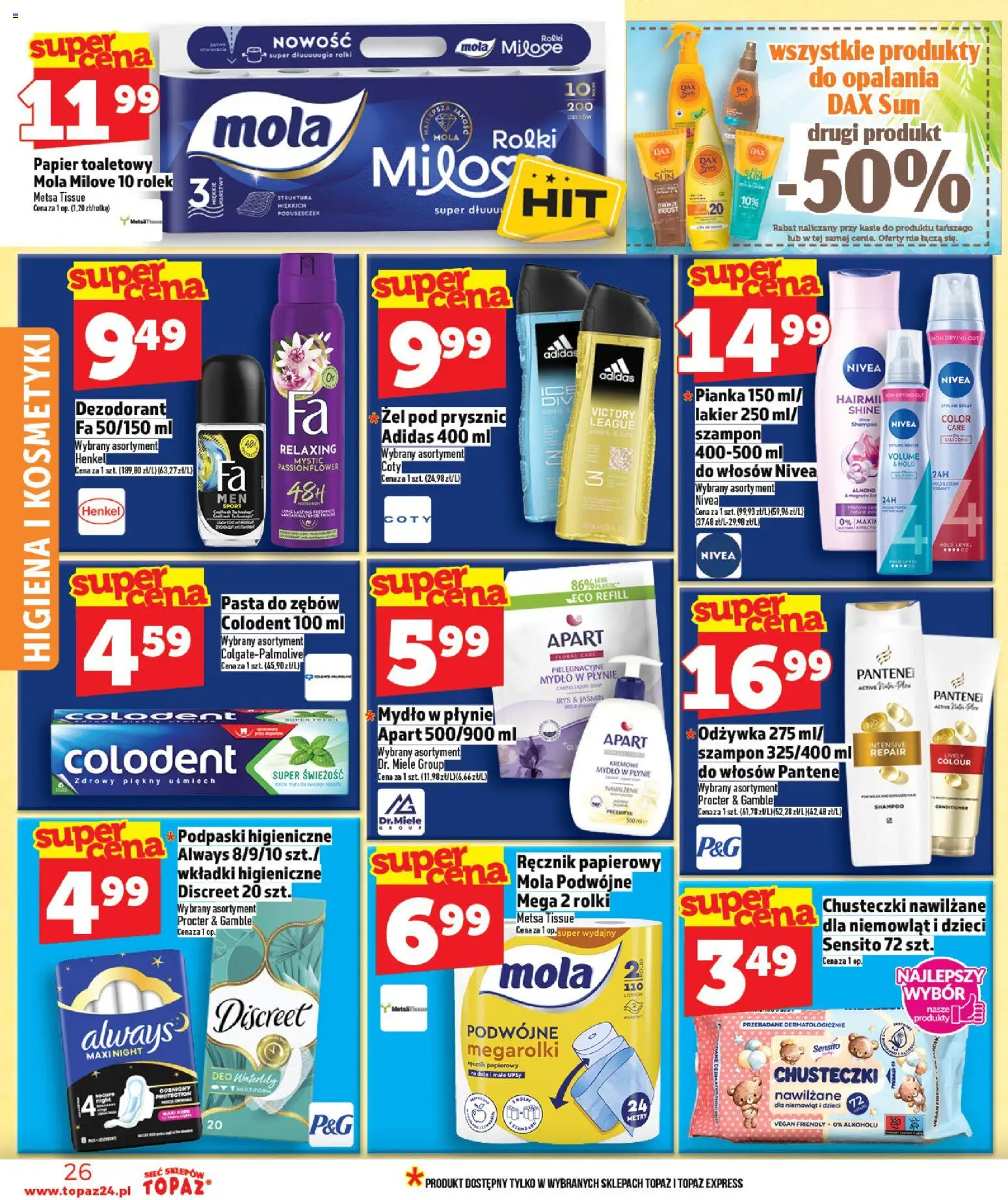 Topaz gazetka - Ceny małe na stałe od 23.04.2026 | Strona: 26 | Produkty: Papier toaletowy, Rolki, Szampon, Odżywka