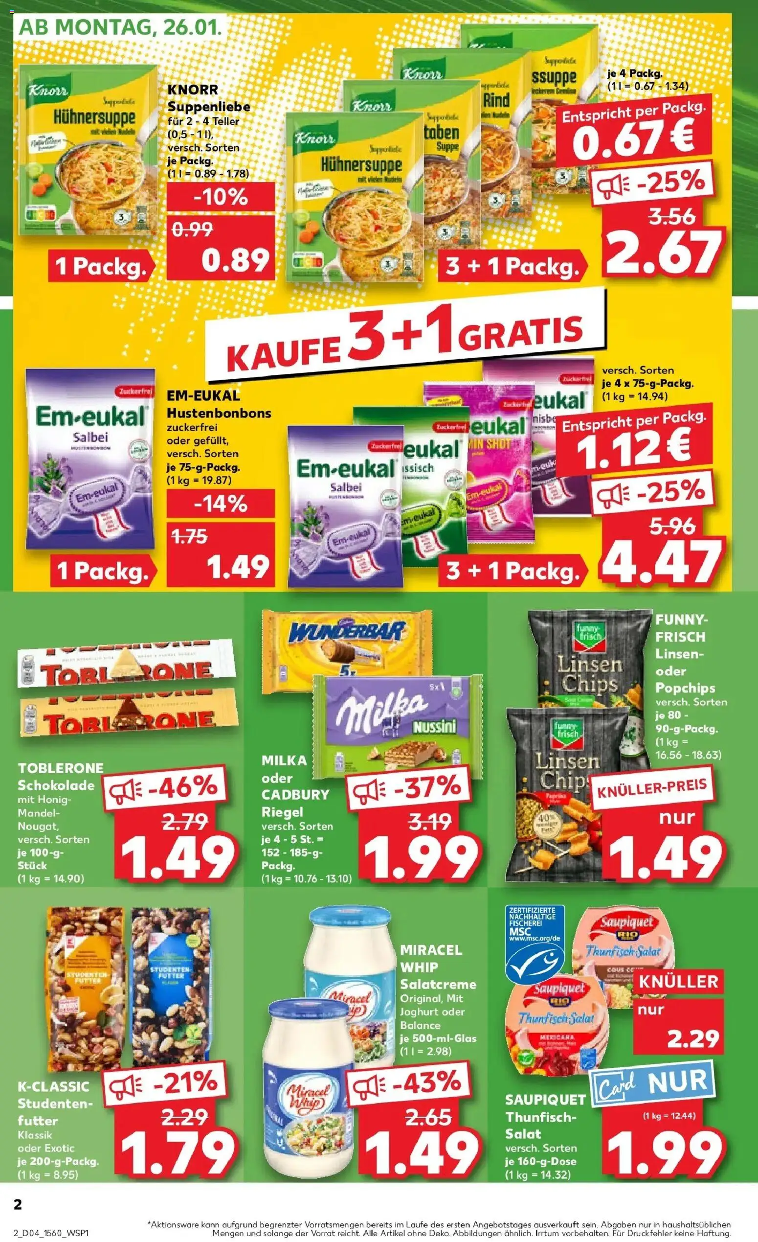 Kaufland prospekt Flensburg	 – gültig ab 25.01.2026 | Seite: 2 | Produkte: Joghurt, Thunfisch, Schokolade, Funny frisch