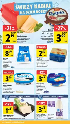 Intermarche Gazetka od 24.07.2025 | Strona: 18 | Produkty: Ser topiony, Ser kozi, Bez laktozy, Ser edamski