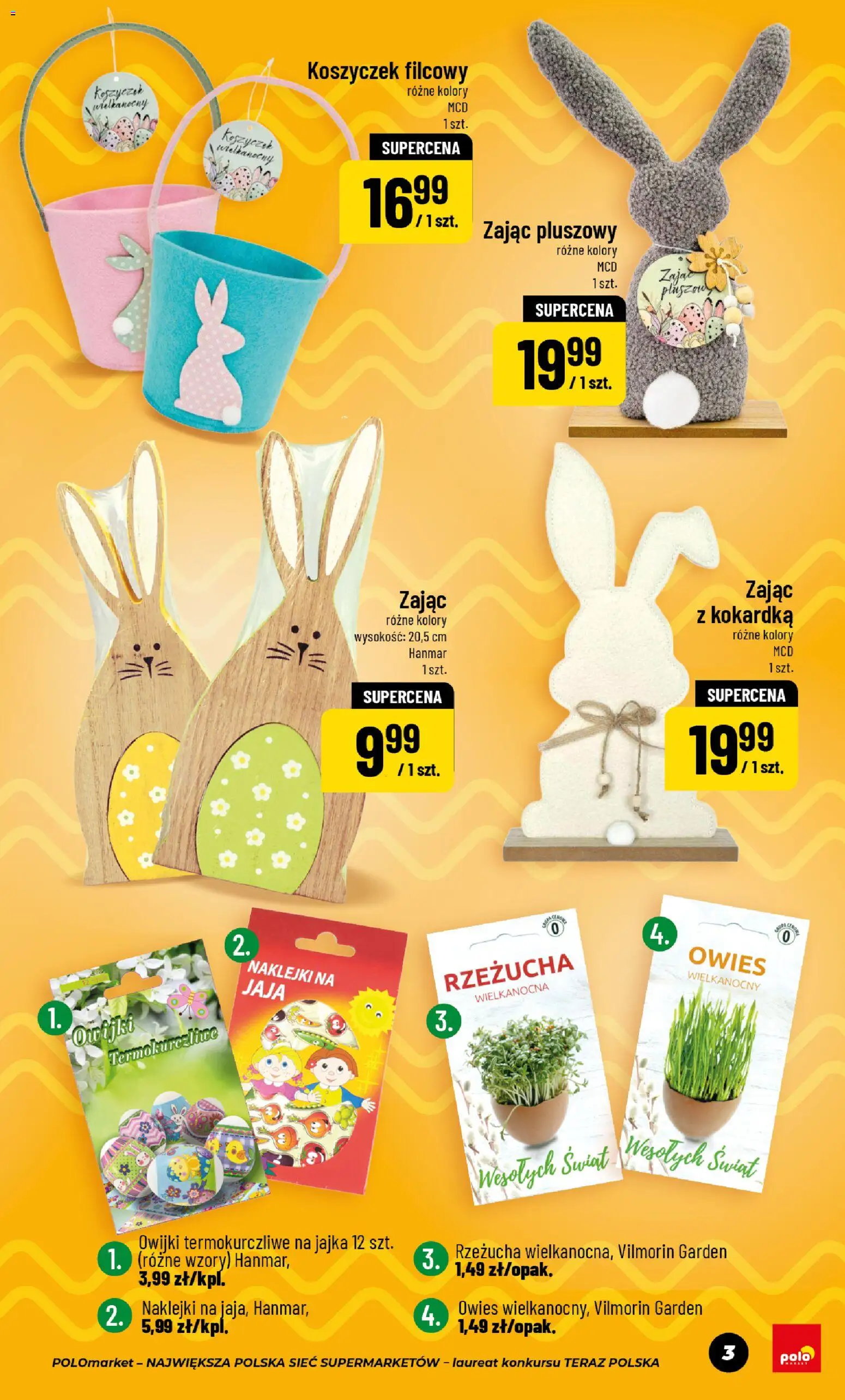 POLOmarket gazetka - Wielkanoc od 06.03.2026 | Strona: 3 | Produkty: Rzeżucha, Naklejki, Jajka, Jaja